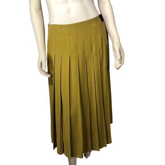 Roman Olive Pleated Wrap Midi High Waisted Skirt with side tie size 8 - Picture 4 of 12